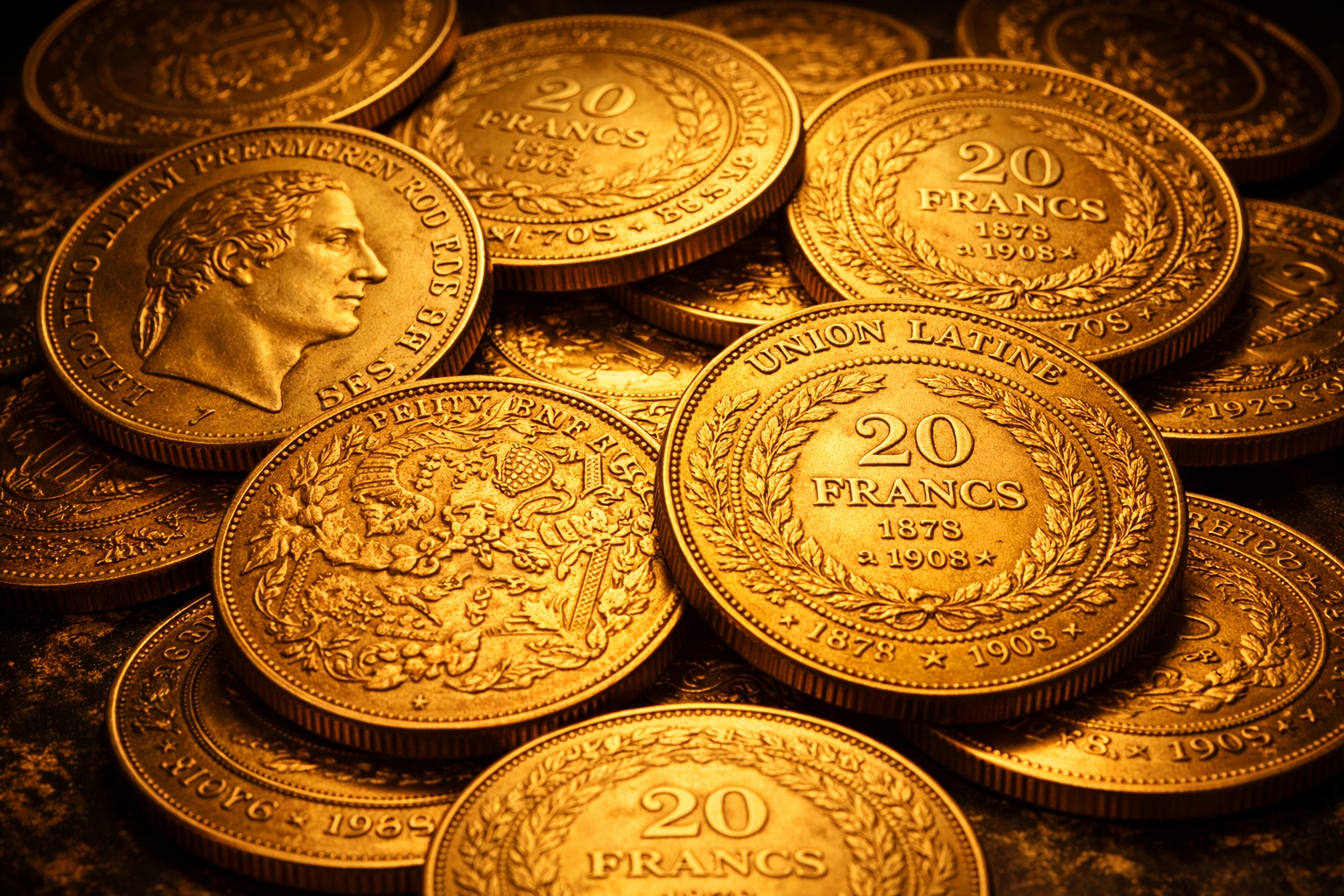 Pièces 20 francs or Union Latine - recto verso
